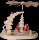 Teelichtpyramide mit Weihnachtsmann natur