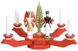 Kerzenhalter Tischleuchter rot mit Engel und Bergmann BxT = 38x38cm