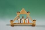 Kerzenhalter Mini.-Lichtergiebel mit heilige 3 Könige für Puppenkerzen(7mm x 40mm) Höhe ca 7,5 cm