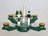 Kerzenhalter Tischleuchter grün mit Engel und Bergmann für Teelichter BxT = 38x38cm