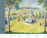 Künstlerkarte Max Schanz Farben des Gebirges, Seiffener Dorf Breite x Höhe ca 10,5 cmx14,8 cm