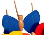 Holzspielzeug Holzschmetterling mit Stecker blau Schmetterling 9 x 7cm, Stab Länge 30 cm