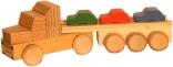 Holzspielzeug Sattelzug mit Autoauflieger bunt Länge ca. 15 cm