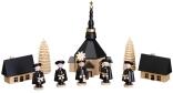 Weihnachtsfiguren Seiffener Kirche mit Kurrende und Baum Höhe ca 5cm