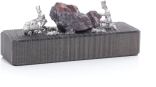 Miniaturbergwerk - Bergmänner Huntschieber und Erzsucher mit Edelstein - BxHxT 7,5x13x4,5cm