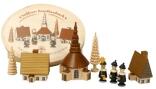 Miniaturfigur Spanschachtel mit Dorf Seiffen und Kurrende natur LxBxH 10x5x8cm