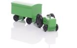 Holzspielzeug - Miniaturfahrzeug Traktor mit Koffer Anhänger Bunt - HxBxT 3,5x7,5x3cm