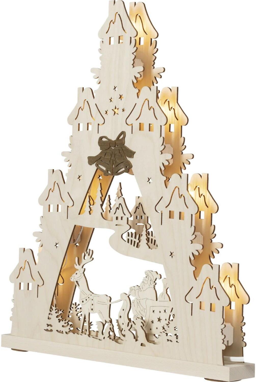 LED Lichterspitze – Weihnachtsmann auf Schlitten – BxHxT: 38,0 cm x 43,0 cm x 4,5 cm