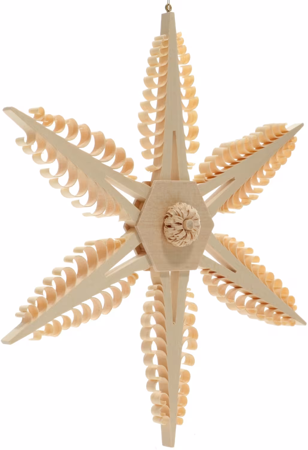 Fensterschmuck – Filigraner, handgefertigter Spanstern mit sechs kunstvoll gestochenen Spanbäumen und beidseitiger Rosette – BxHxT ca. 24x24x4 cm ...