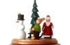 detailreich gearbeitete Figuren auf Spieldose mit Weihnachtsmann & Schneemann