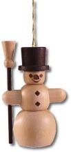 Christbaumschmuck Baumbehang – naturfarbener Schneemann mit Besen & Zylinder – H ca. 7 cm