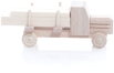 Miniaturfahrzeug Lastenauto mit Haube und Langholz Natur - Ansicht Rechts - Räder drehen sich