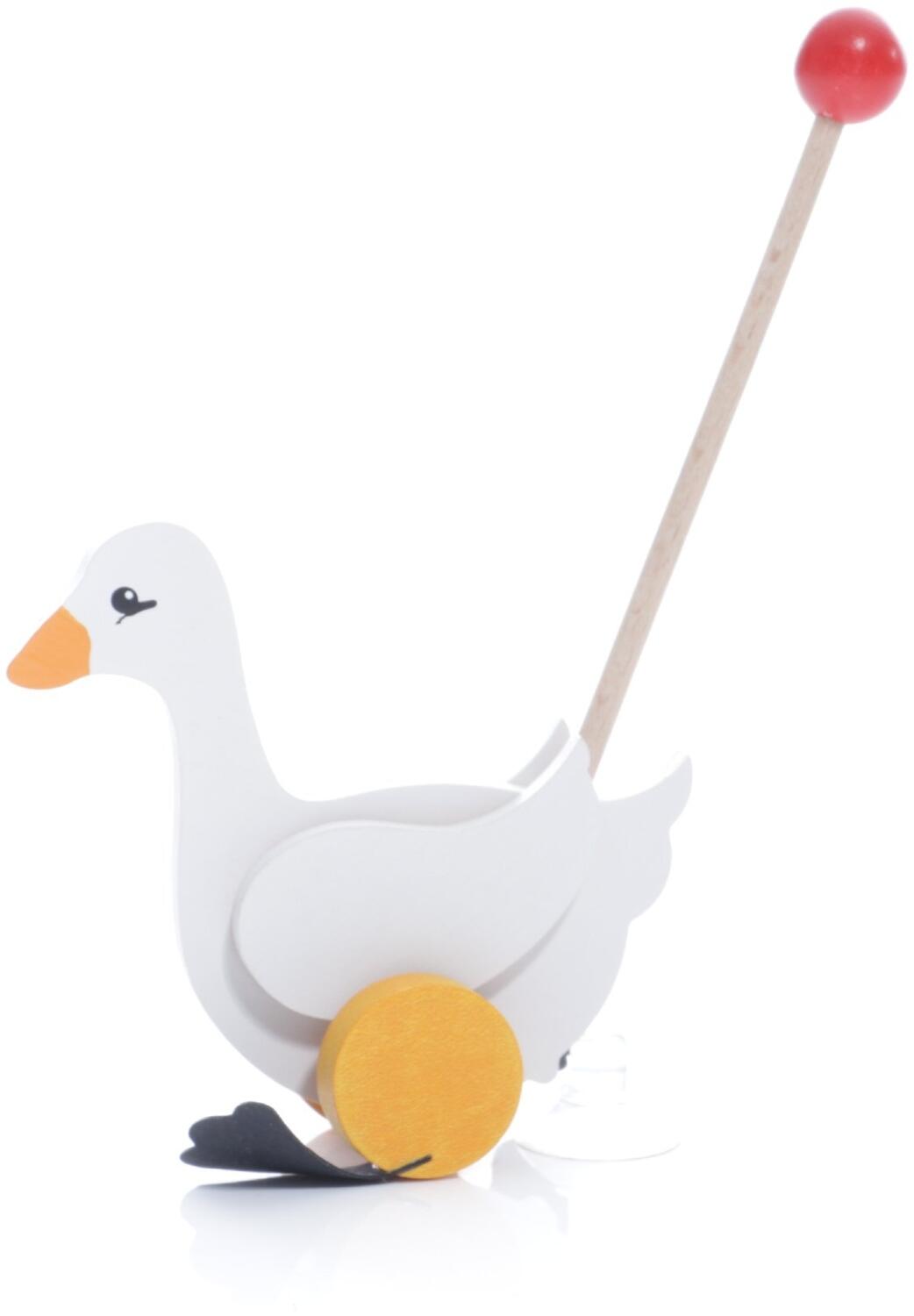 Holzspielzeug - Schiebetier Watscheltier Gans mit Schiebestock - BxHxT 9x8x3cm