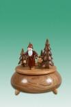 Spieldose Weihnachtsmann mit Schlitten natur ØxH 18x20cm