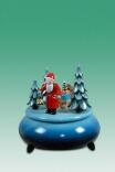 Spieldose Weihnachtsmann mit Schlitten bunt ØxH 18x20cm