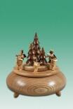 Spieldose Adventsengel mit Bäumen ØxH 22x24cm