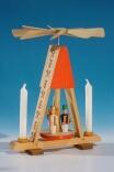 Wärmespiel Miniatur-Pyramide mit Engel u. Bergmann, rot für den Heizkörper oder Puppenkerzen(7mm x 40mm) Höhe ca 13,5 cm