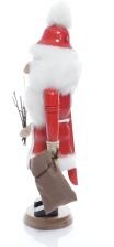 Weihnachtsfigur - Nußknacker Weihnachtsmann Rot mit Geschenkesack und Rute - Ansicht Links - Kann richtige Nüsse Knacken