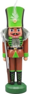 Nussknacker – dekorativer Soldat in Braun mit Gewehr und Hebelmechanik – Höhe ca. 26 cm
