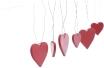 Baumbehang - 3 kleine und 3 große Herzen zum Hängen in Rot - Ansicht Rechts - Damit kommt jeder