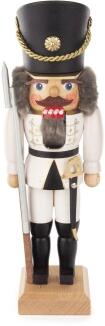 Nussknacker – detailverliebter Soldat mit weißer Uniform und schwarzer Mütze, lasiert – BxHxT = 10 x