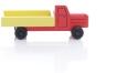Holzspielzeug - Miniaturfahrzeug Lastenauto mit Pritsche Bunt - Ansicht Rechts - Räder drehen sich