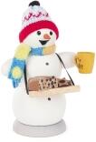 Räuchermann – liebevoller Schneemann Stollenbäcker mit Schal und Tasse, bunt bemalt – BxHxT = 9 x