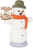 Räuchermann – liebevoll bemalter Schneemann mit bunter Pyramide und warmem Schal – BxHxT = 10 x 13,5