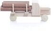 Miniaturfahrzeug Lastenauto mit Haube und Rundholz Natur - Ansicht Rechts - Räder drehen sich