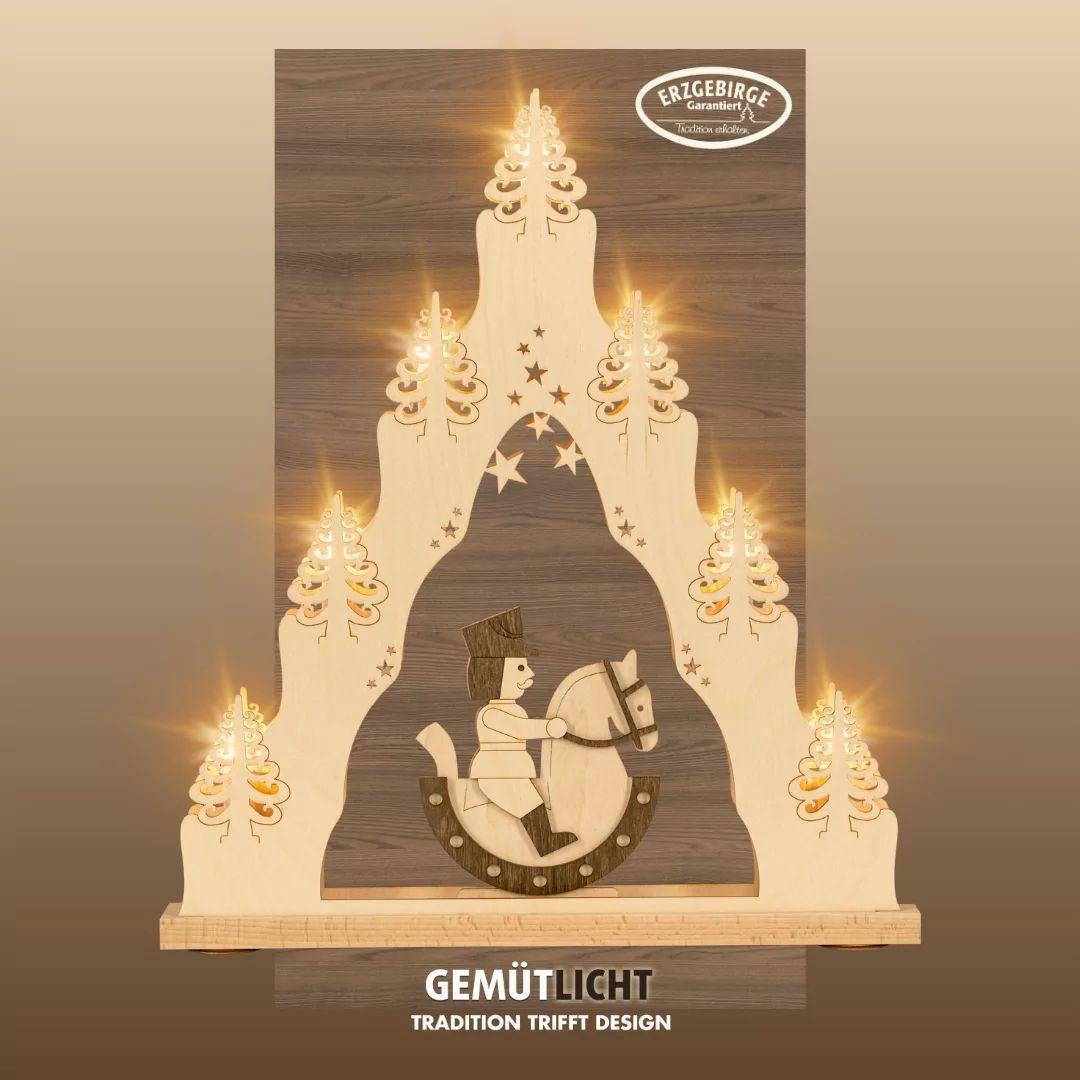 Lichterspitze Reiterlein mit elektrischer Beleuchtung BxHxT 38,0x43,0x4,5cm