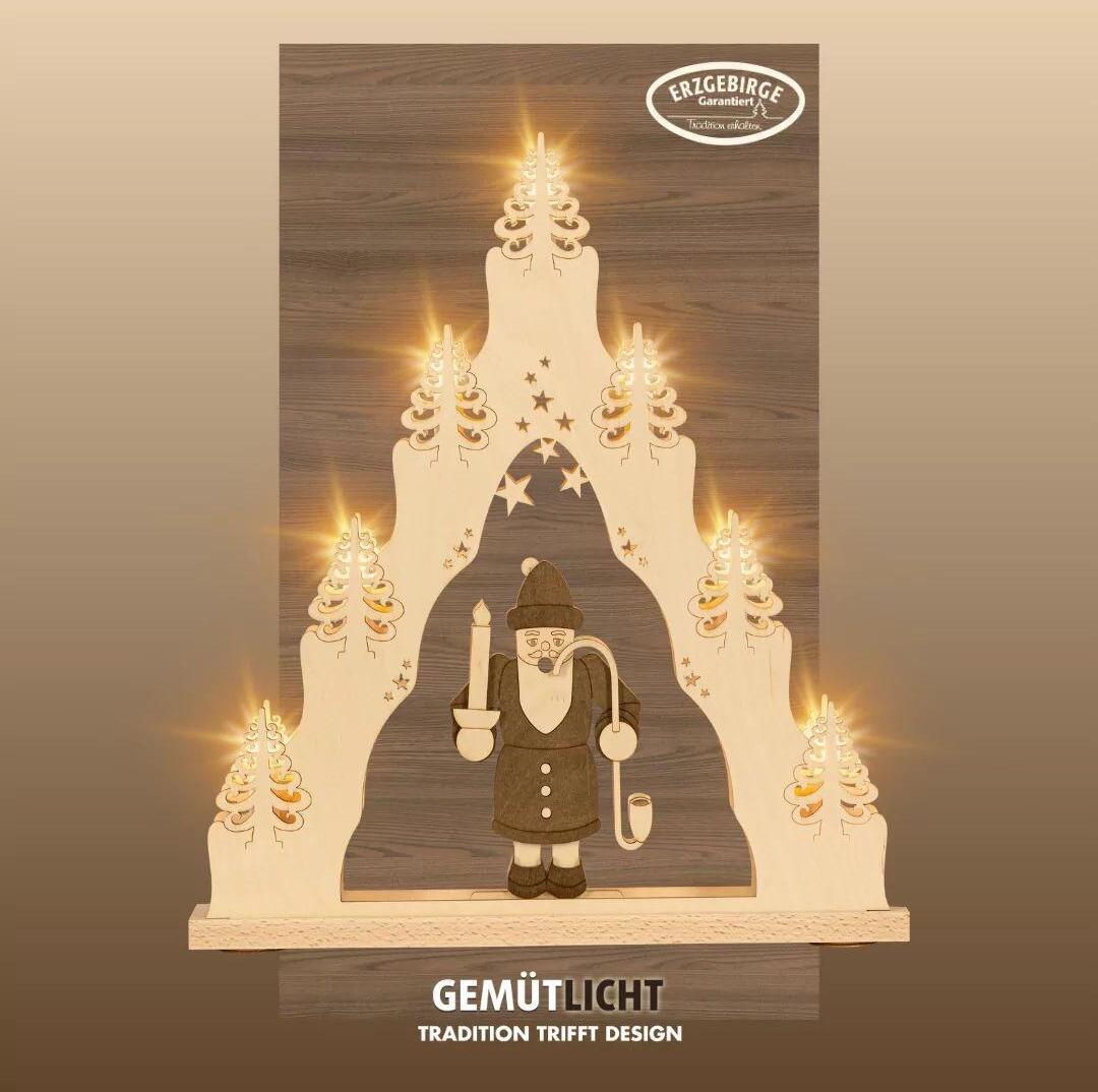 Lichterspitze Räuchermann mit elektrischer Beleuchtung BxHxT 38,0x43,0x4,5cm