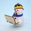 Räucherfigur Schneemann Bloggi mit Laptop und Cap weiß Höhe 8cm