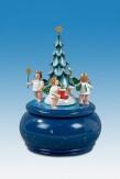 Spieldose Adventsengel am Weihnachtsbaum ØxH 15x20cm