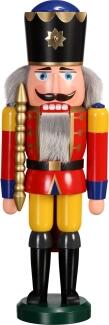 Nussknacker – majestätischer König mit handbemalter rot-gelber Uniform und weichem Fellbart – BxHxT 