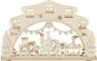 Schwibbogen Wichtelwerkstatt mit LED-Beleuchtung natur aus Holz, Hausfassade mit Zwergen und