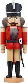 Nussknacker – majestätischer Husar in roter Uniform mit goldenen Details, Fellapplikationen und