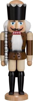 Nussknacker – König mit schwarzer Krone und brauner Jacke – BxHxT ca. 13 x 39 x 10 cm