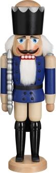 Nussknacker – König mit schwarzer Krone und blauer Jacke – BxHxT ca. 13 x 39 x 10 cm