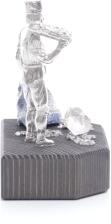 Miniaturbergwerk - Bergmann Erzträger aus Zinn mit Edelstein - Ansicht Rechts - Bestückt mit verschiedenen Steinen