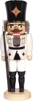 Nussknacker – majestätischer Soldat in Weiß mit goldenen Akzenten, handbemalt – BxHxT = 11 x 36 x 11
