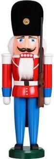 Nussknacker – detailreicher Däne mit roter Uniform und schwarzer Samtmütze, handbemalt – BxHxT = 13 