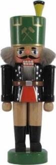 Nussknacker – Bergmann bunt mit schwarzer Uniform & grünem Schachthut – Höhe ca. 19 cm