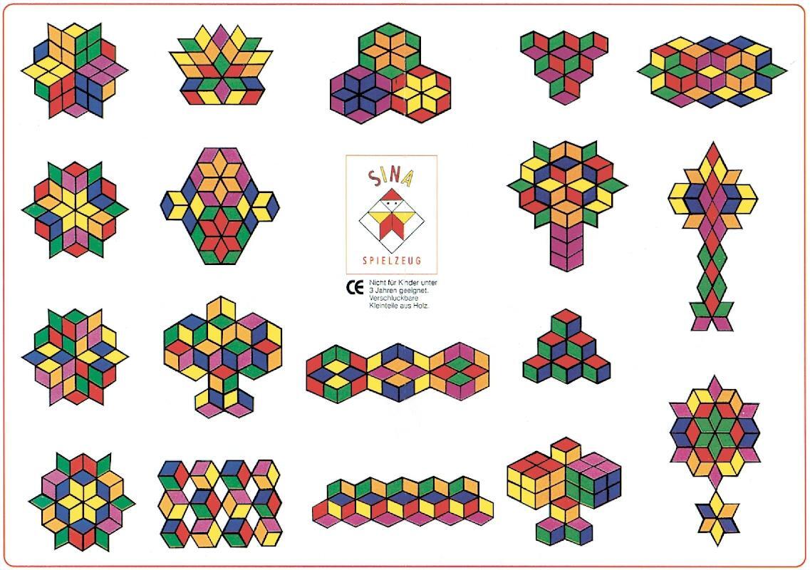 Holzspielzeug - farbiges Täfelchen Legespiel - LxBxH 170x110x30mm