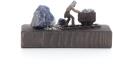 Miniaturbergwerk - Bergmann aus Zinn Huntschieber mit Edelstein Bunt - Ansicht Hinten - Ein Eycatcher in jeder Wohnung