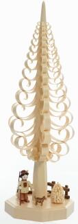 Tischdekoration - Weihnachtssockel Spanbaum mit Förster und Dackel - BxHxT 12x40x12cm