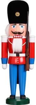 Nussknacker – detailreicher Däne mit roter Uniform und schwarzer Samtmütze, handbemalt – BxHxT = 13 