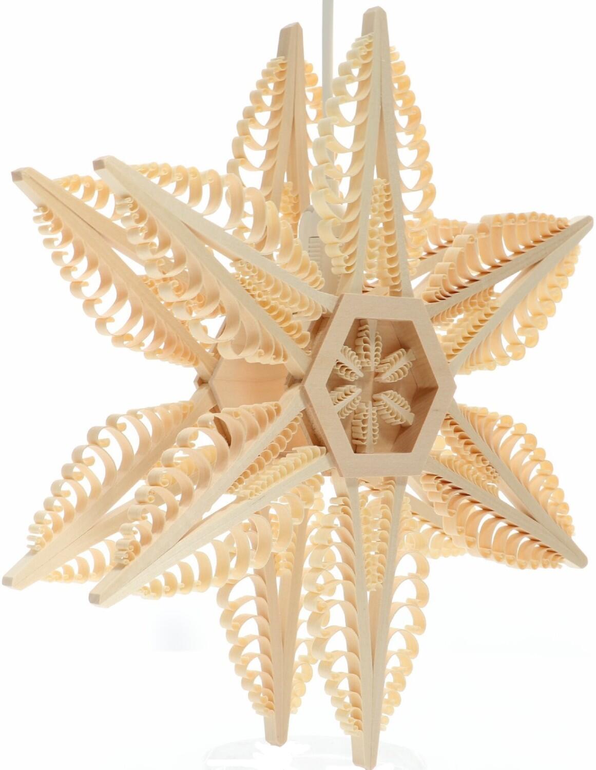 Spanstern doppelt el. Beleuchtet Mitte mit 6 kleinen Bäumchen - Ansicht Rechts - mit Handgestochenen