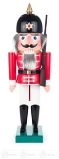 Nussknacker – imposanter Kürassier in strahlendem Rot-Weiß mit Gewehr, detailreich und handgefertigt