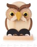 Brillenhalter – fröhliche Eule mit bunten Details, handgeschnitzt aus Holz – BxHxT = 12 x 16 x 5 cm