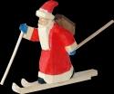 Weihnachtsmann Skiläufer mini geschnitzt bunt 6cm